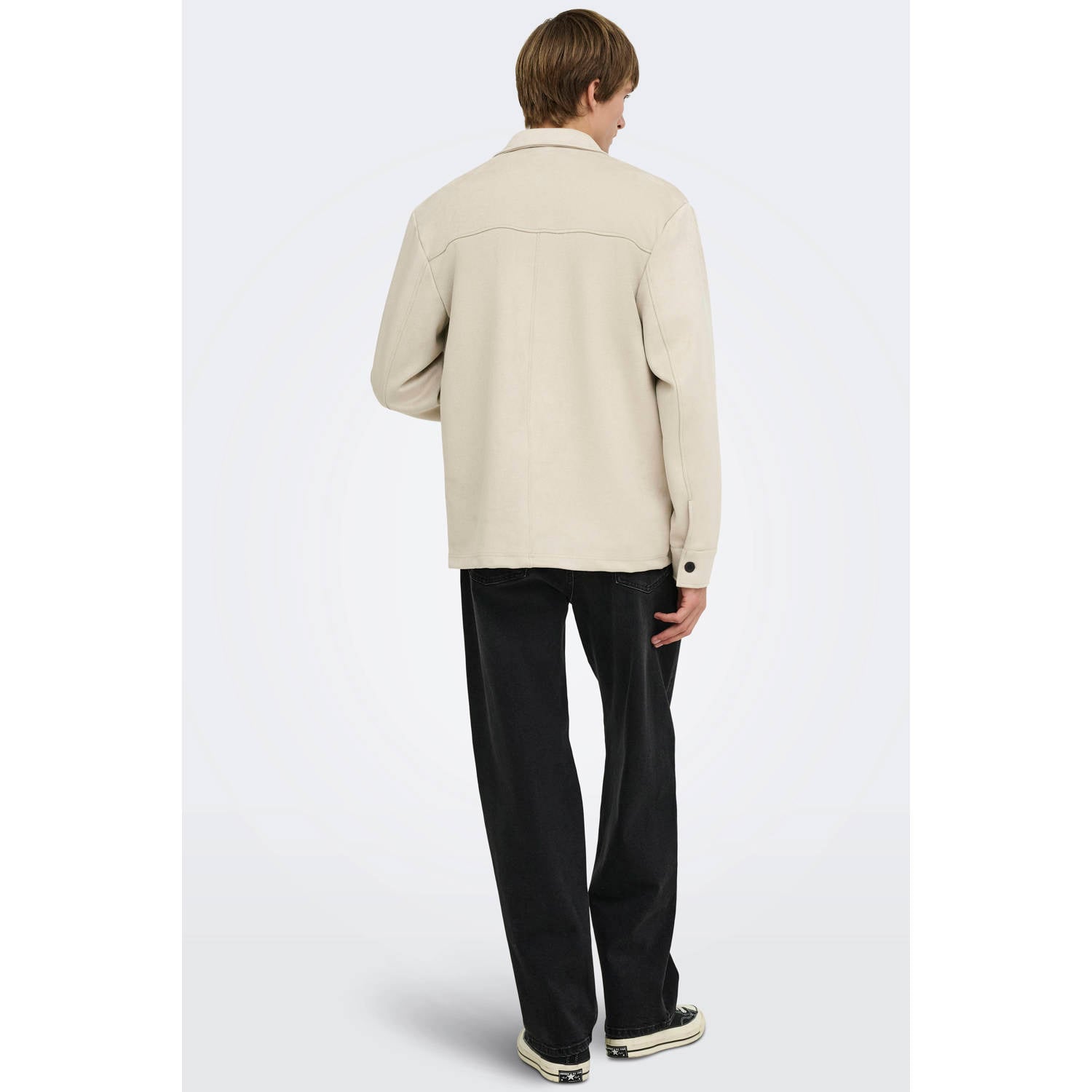 ONLY & SONS suèdelook regular fit overshirt silver lining
