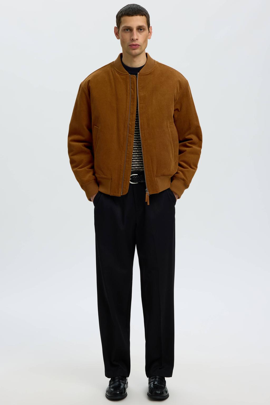 Selected corduroy bomberjack - bruin