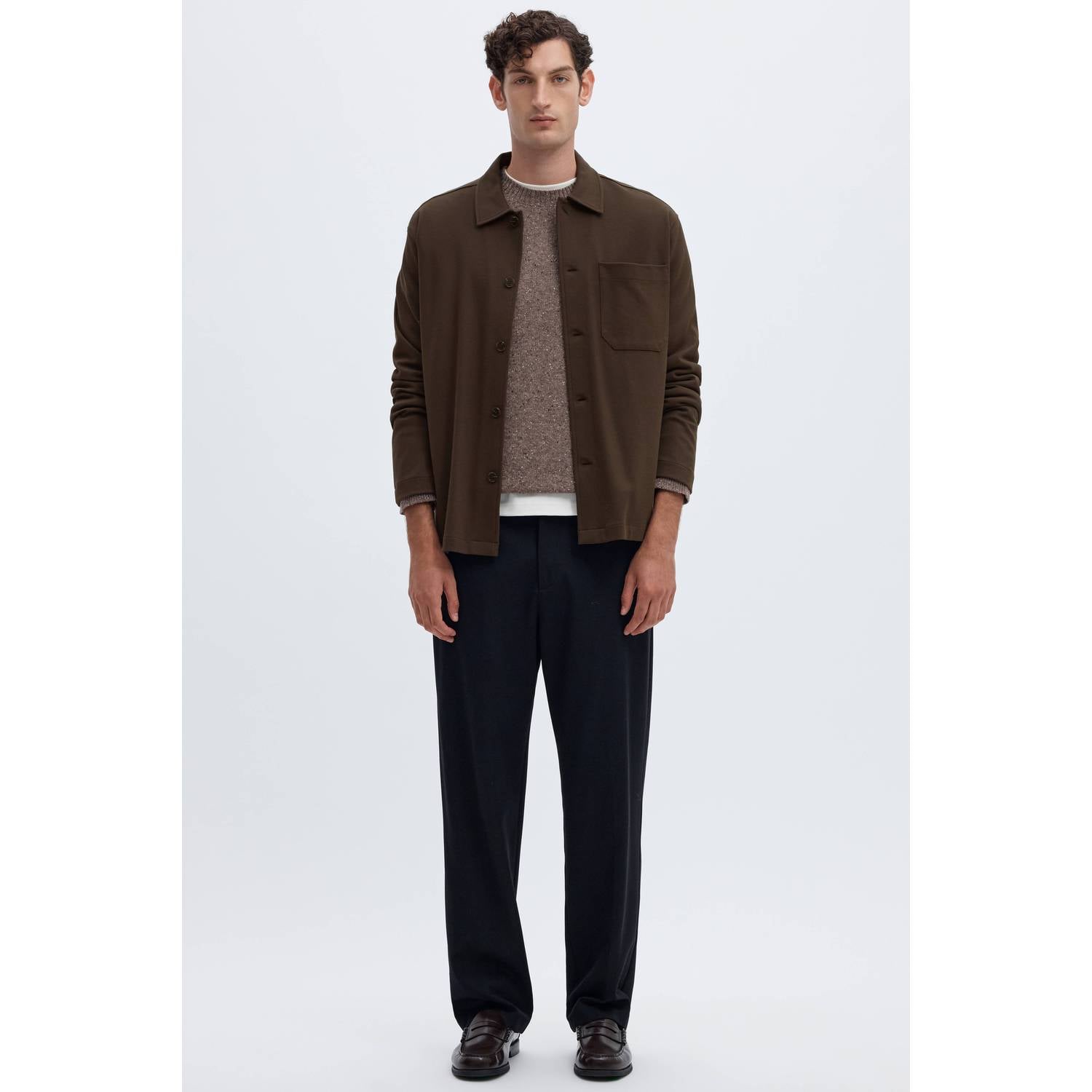 Selected regular fit overshirt donkerbruin