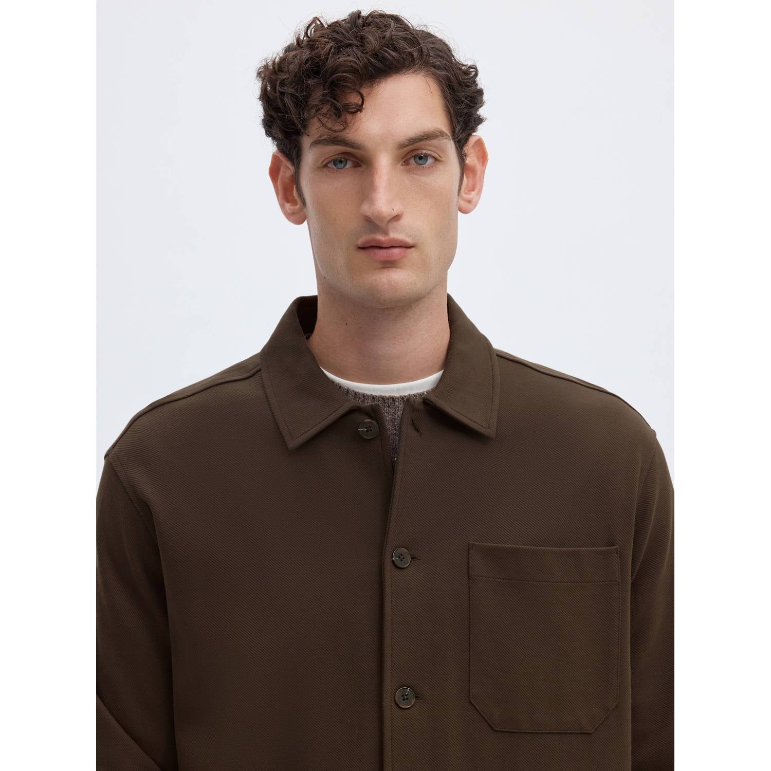 Selected regular fit overshirt donkerbruin