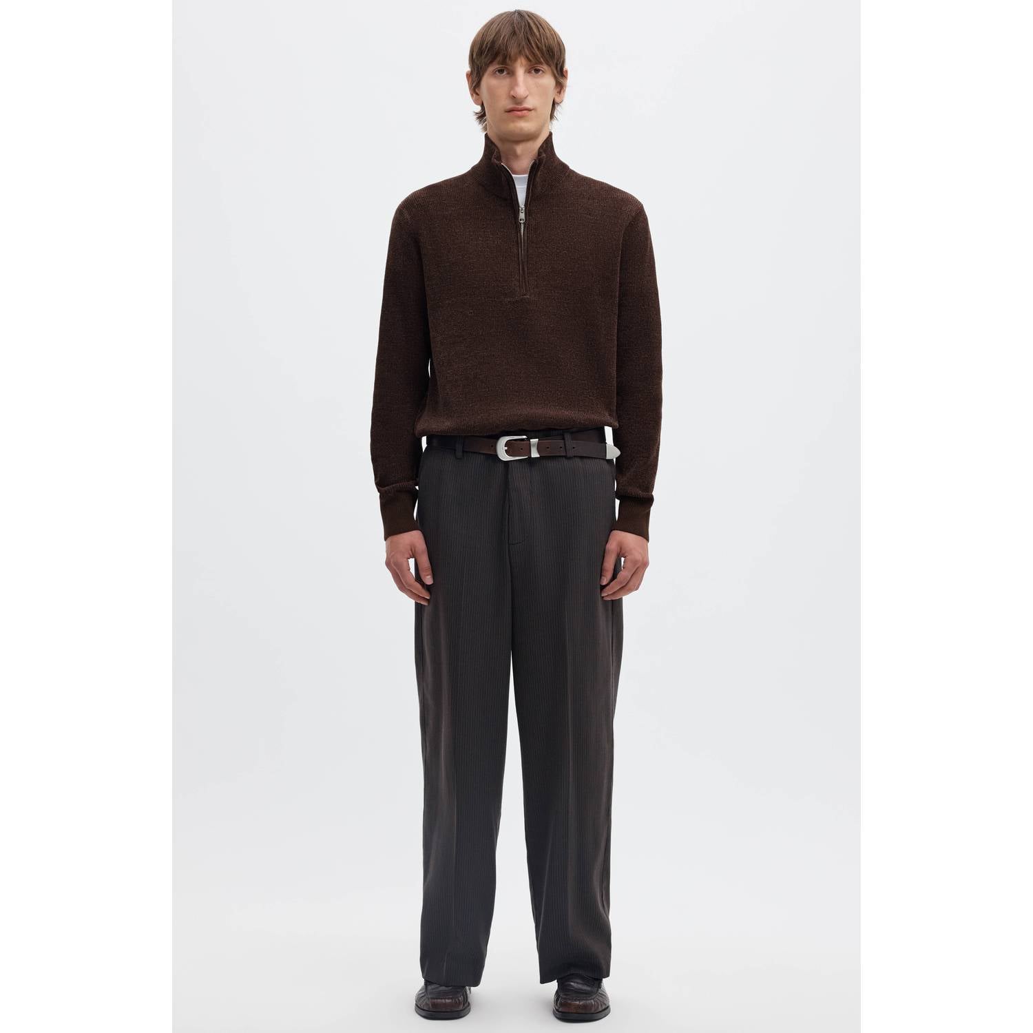 Selected katoenen regular fit gebreide trui donkerbruin