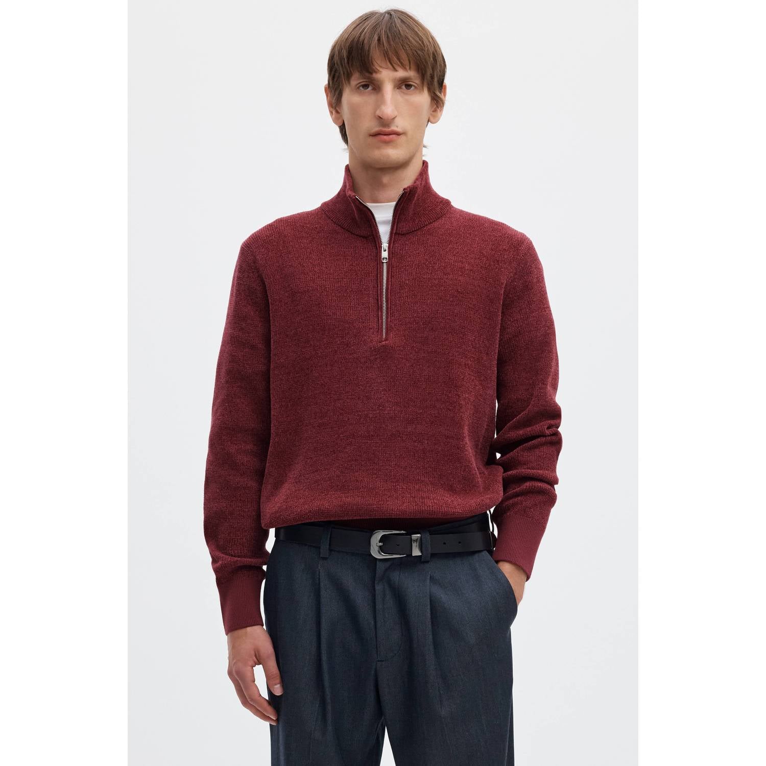 Selected regular fit gebreide trui rood