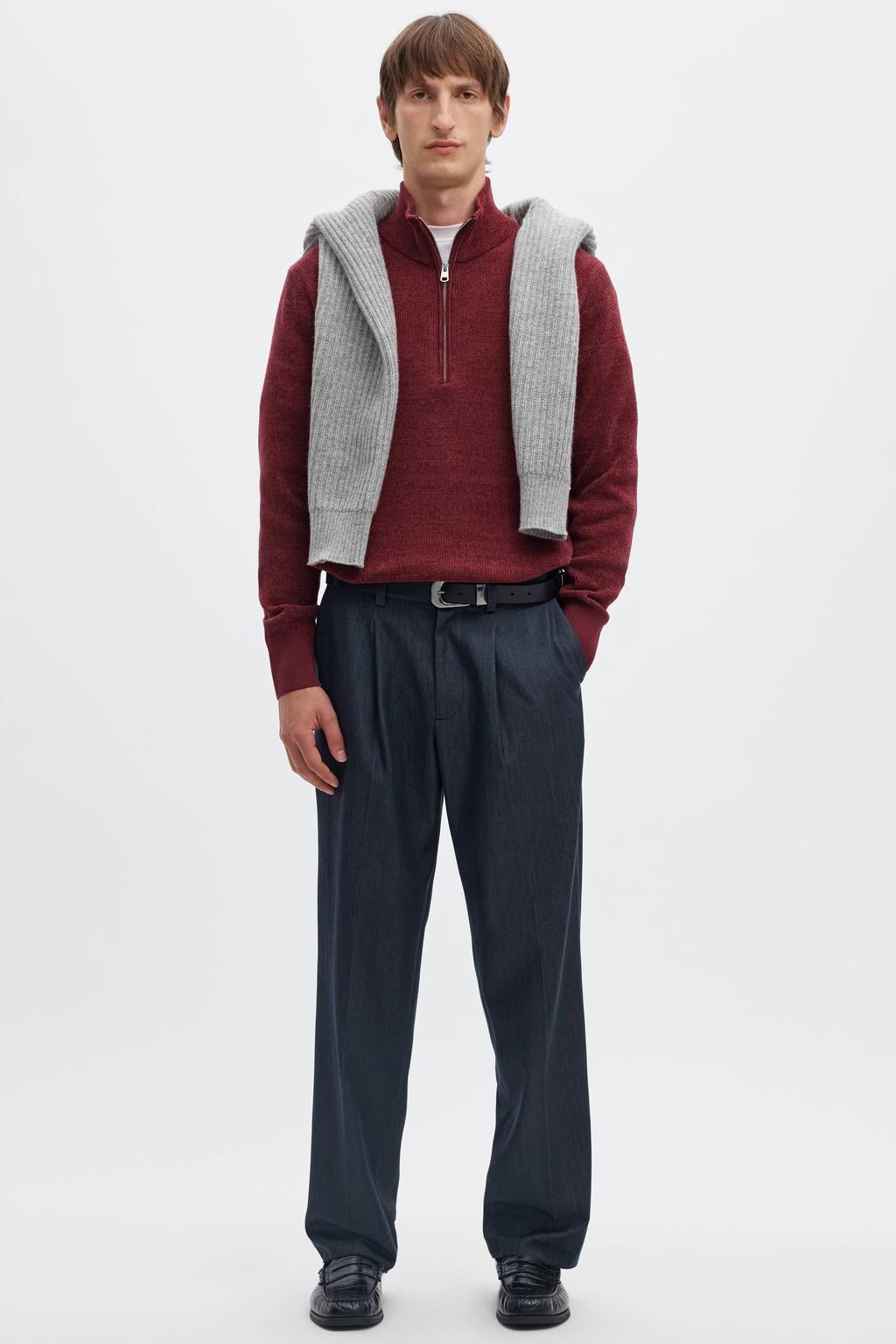 Selected regular fit gebreide trui - rood
