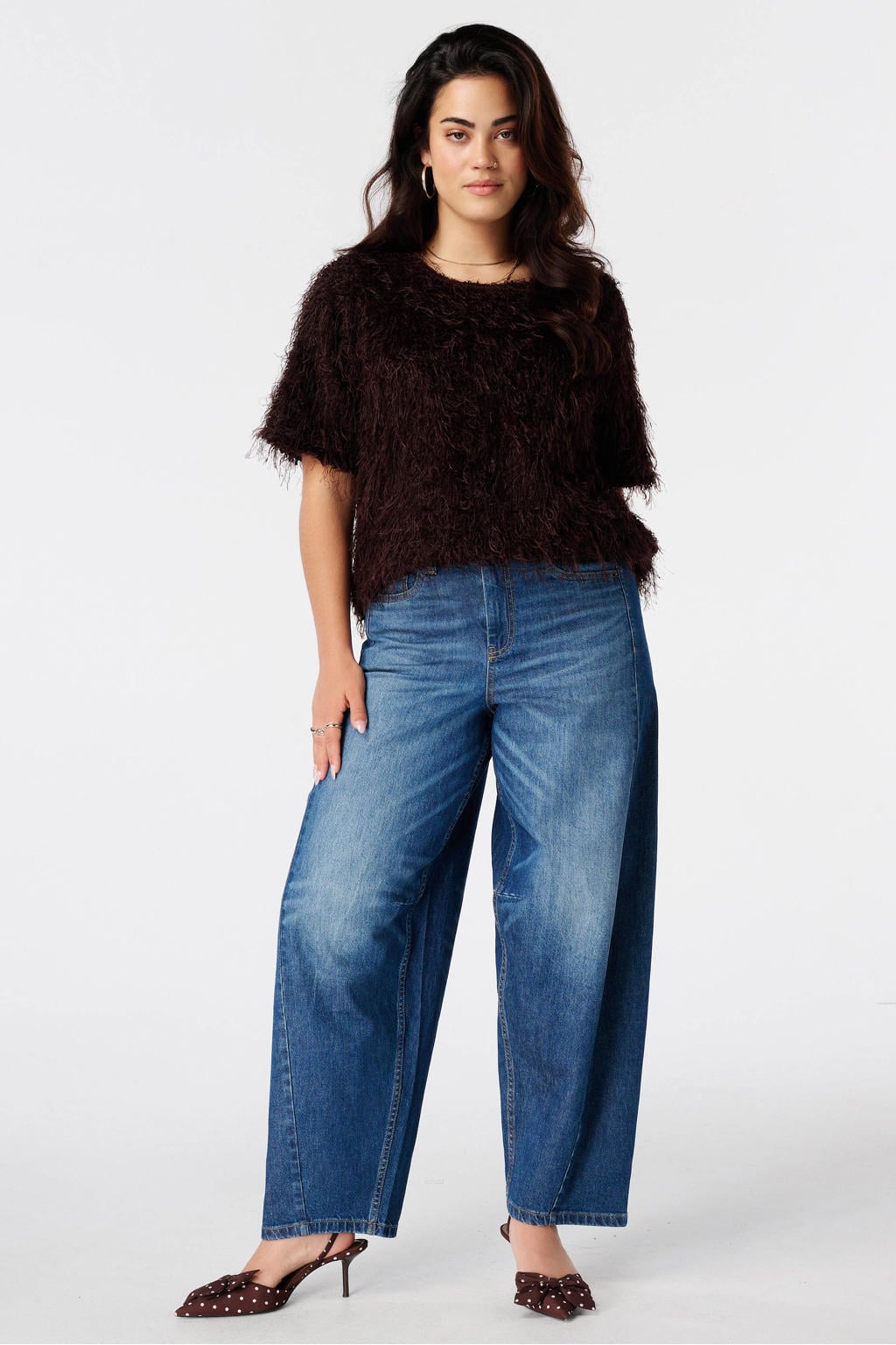 MS Mode Plus Size gebreide trui - bruin