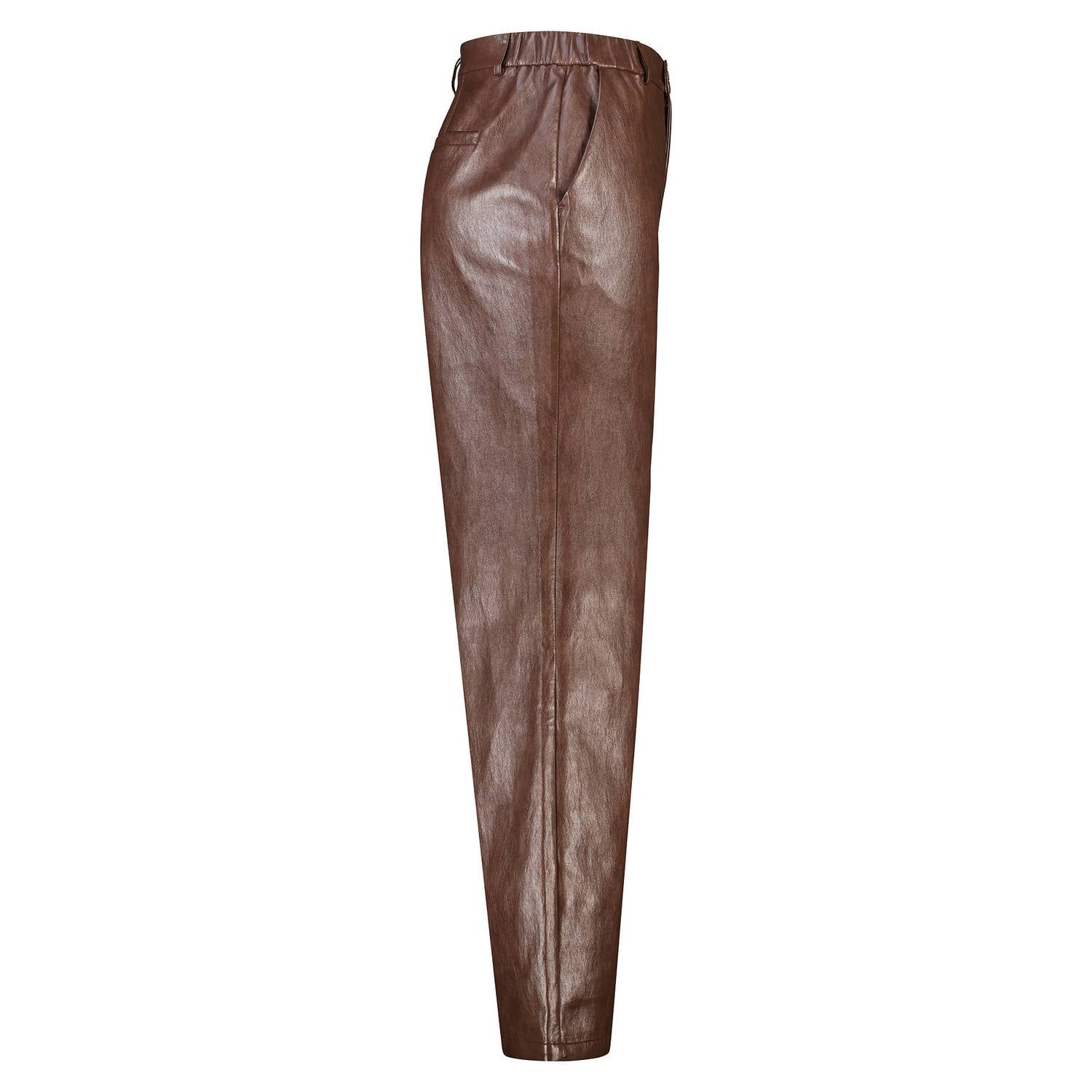 MS Mode imitatieleren flared broek bruin