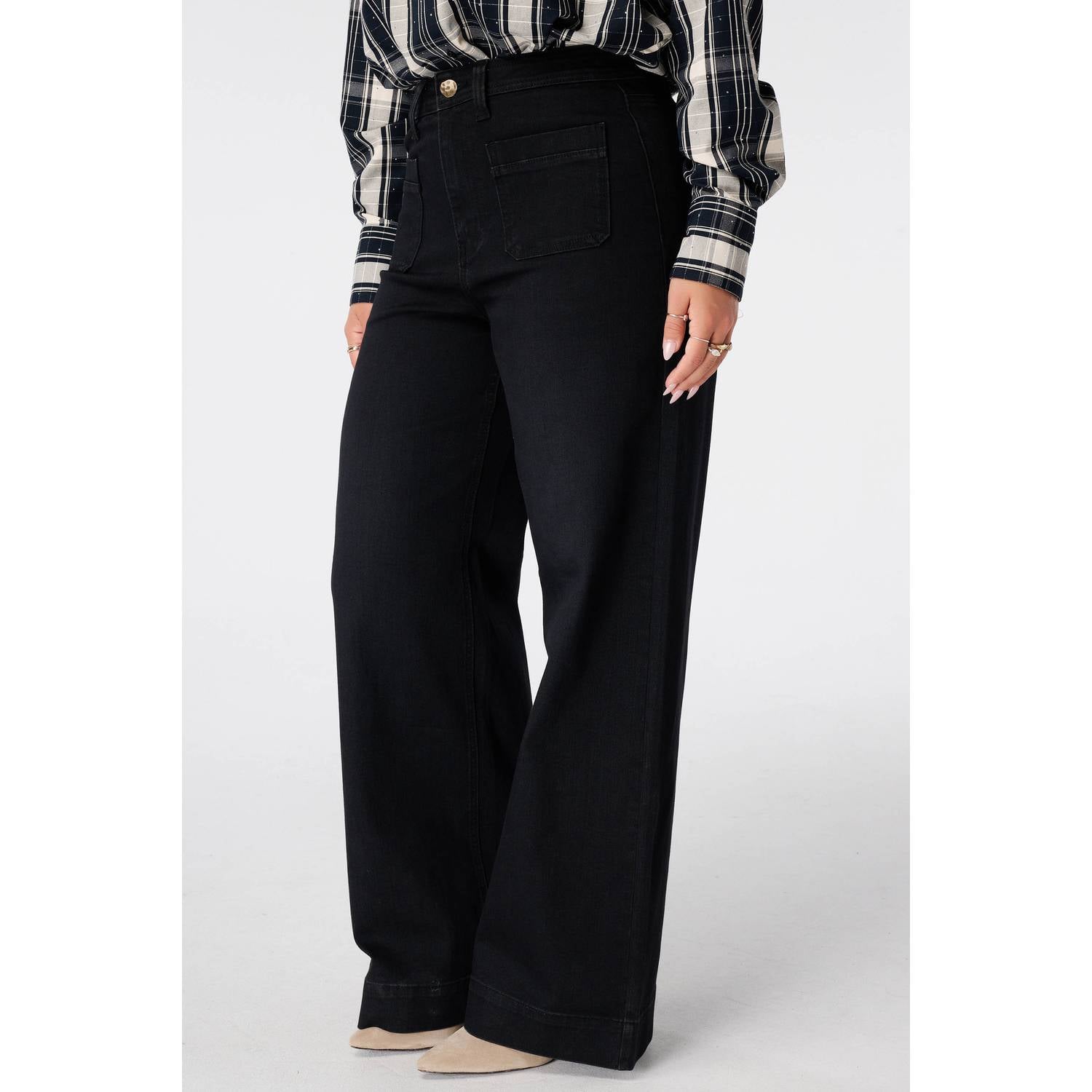 MS Mode wide leg jeans zwart