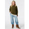 MS Mode Plus Size gebreide trui met wol - kaki