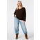 MS Mode Plus Size gebreide trui met wol - donkerbruin