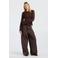America Today kanten semi-transparante top met ruches - dark brown