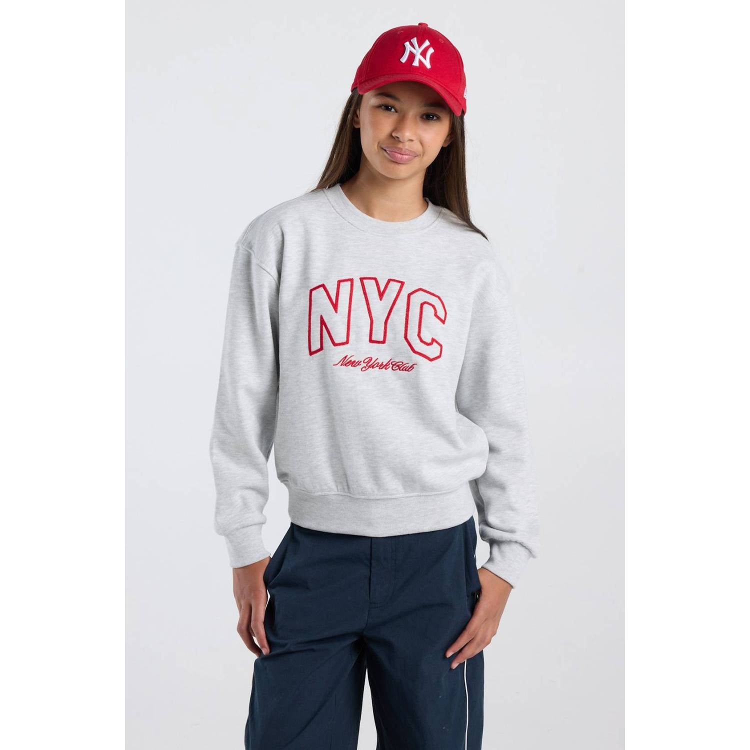 America Today sweater met tekstprint grijs