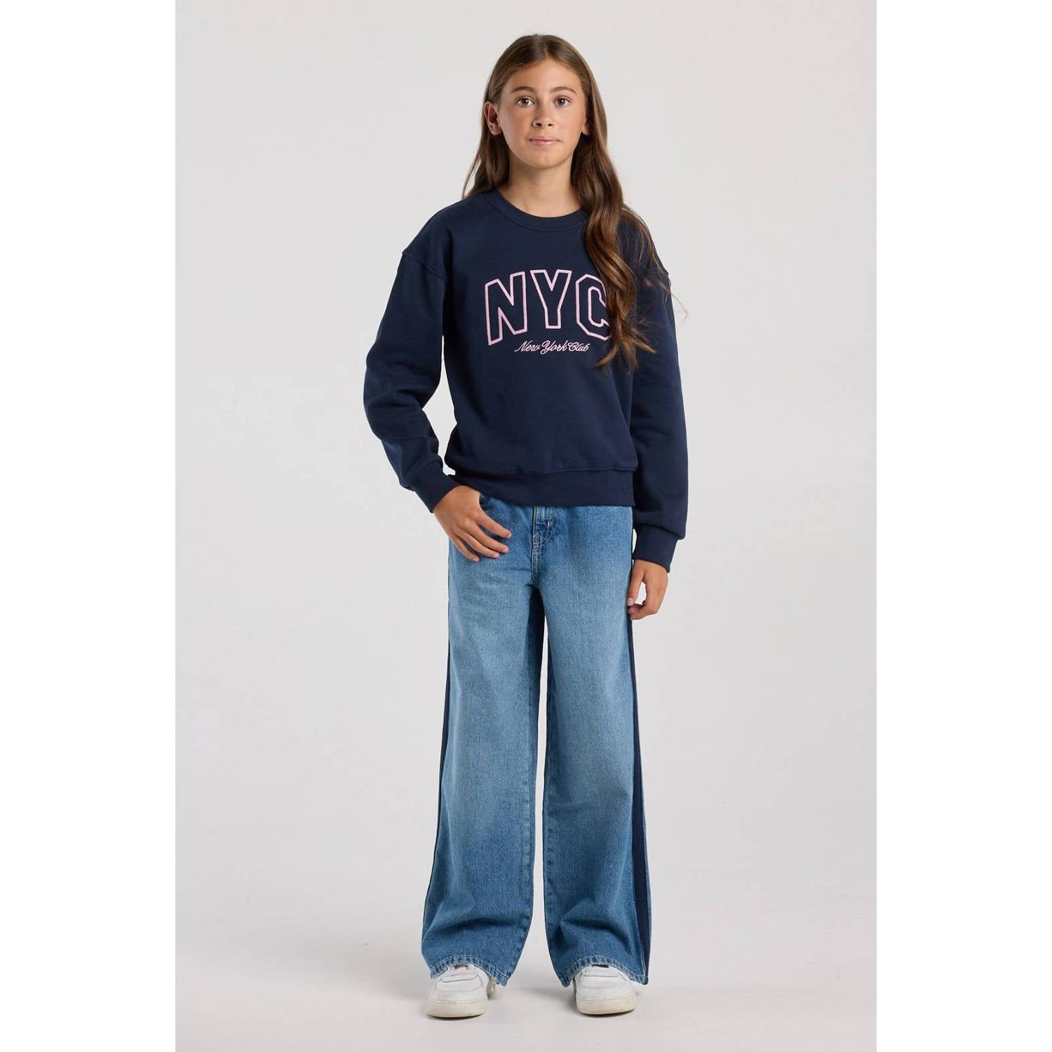 America Today sweater met tekst donkerblauw
