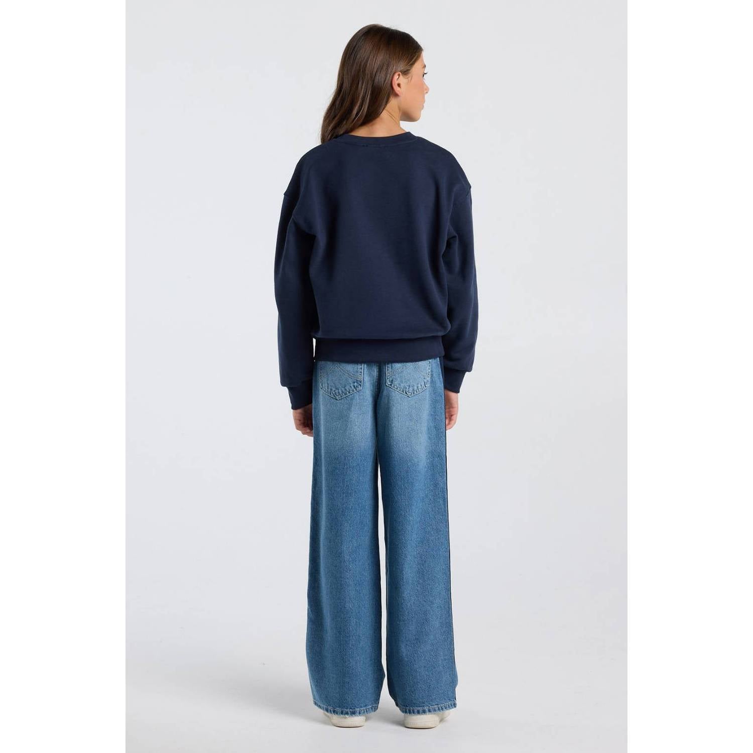 America Today sweater met tekst donkerblauw