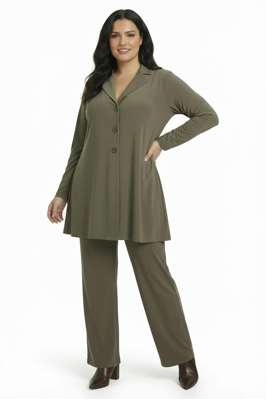 YOEK Plus Size blazer - lichtgroen