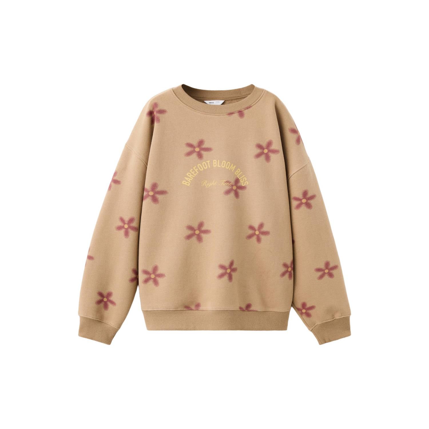 Mango Kids gebloemde sweater bruin