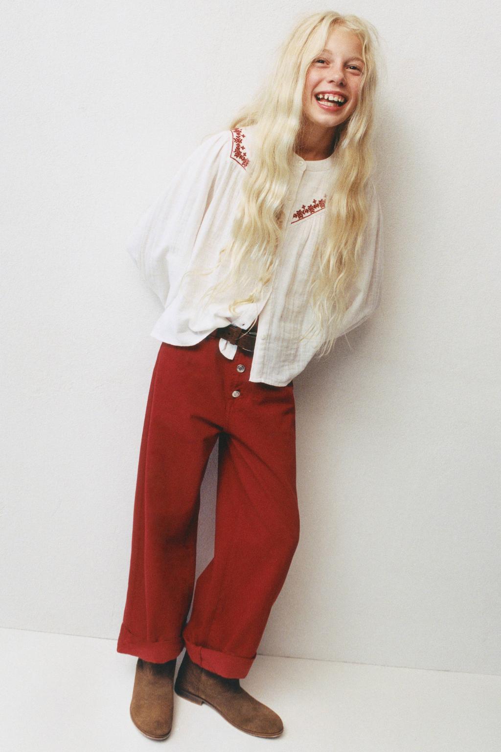 Mango Kids blouse met borduursels - ecru