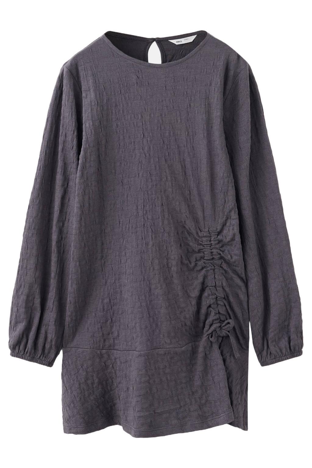 Mango Kids korte jurk met plooien - antraciet