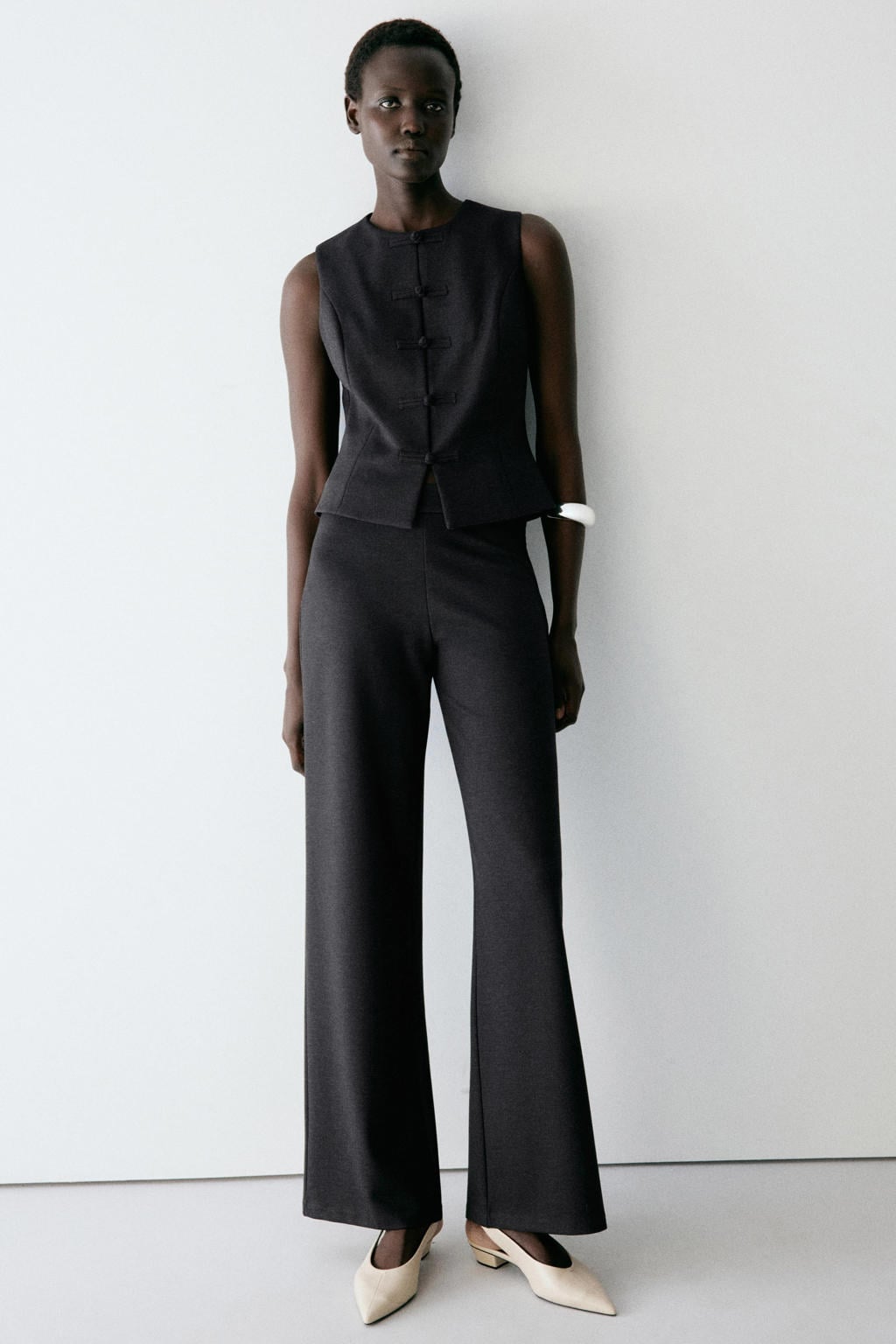 Mango straight leg pantalon - antraciet