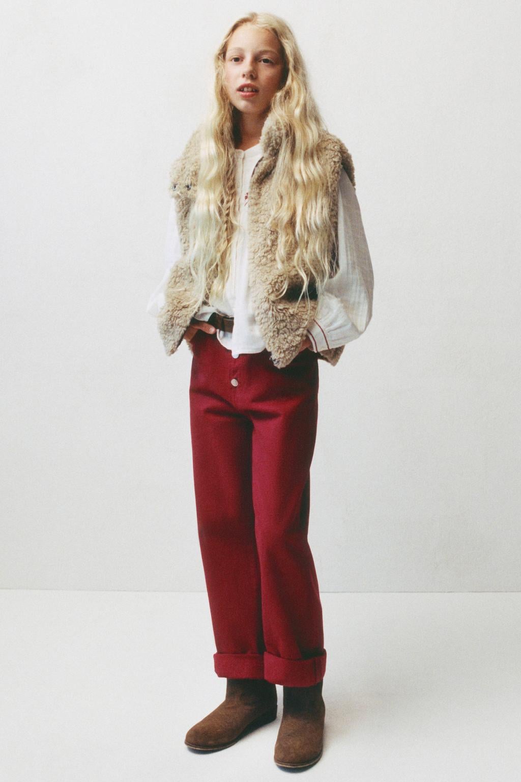Mango Kids wide leg jeans - rood