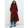 Mango wintermantel met ceintuur en wol - rood