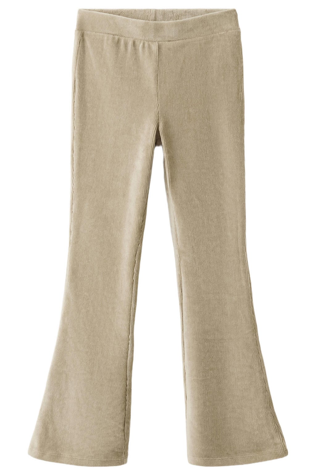 Zandkleurige meisjes Mango Kids flared broek van corduroy met elastische tailleband en effen