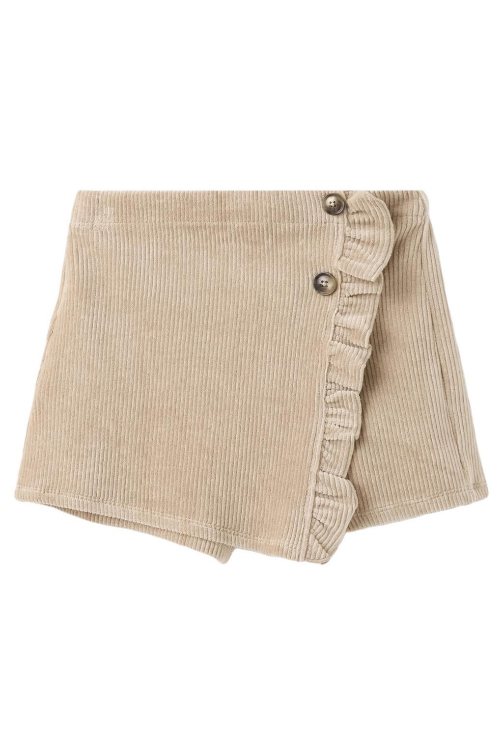 Beige meisjes Mango Kids van corduroy met elastische tailleband en effen