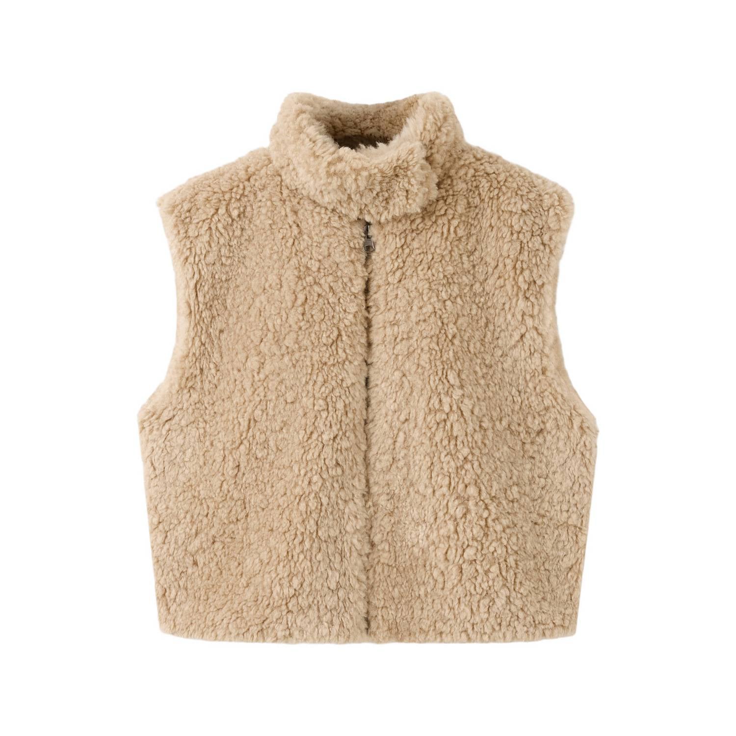 Mango Kids teddy bodywarmer lichtbruin