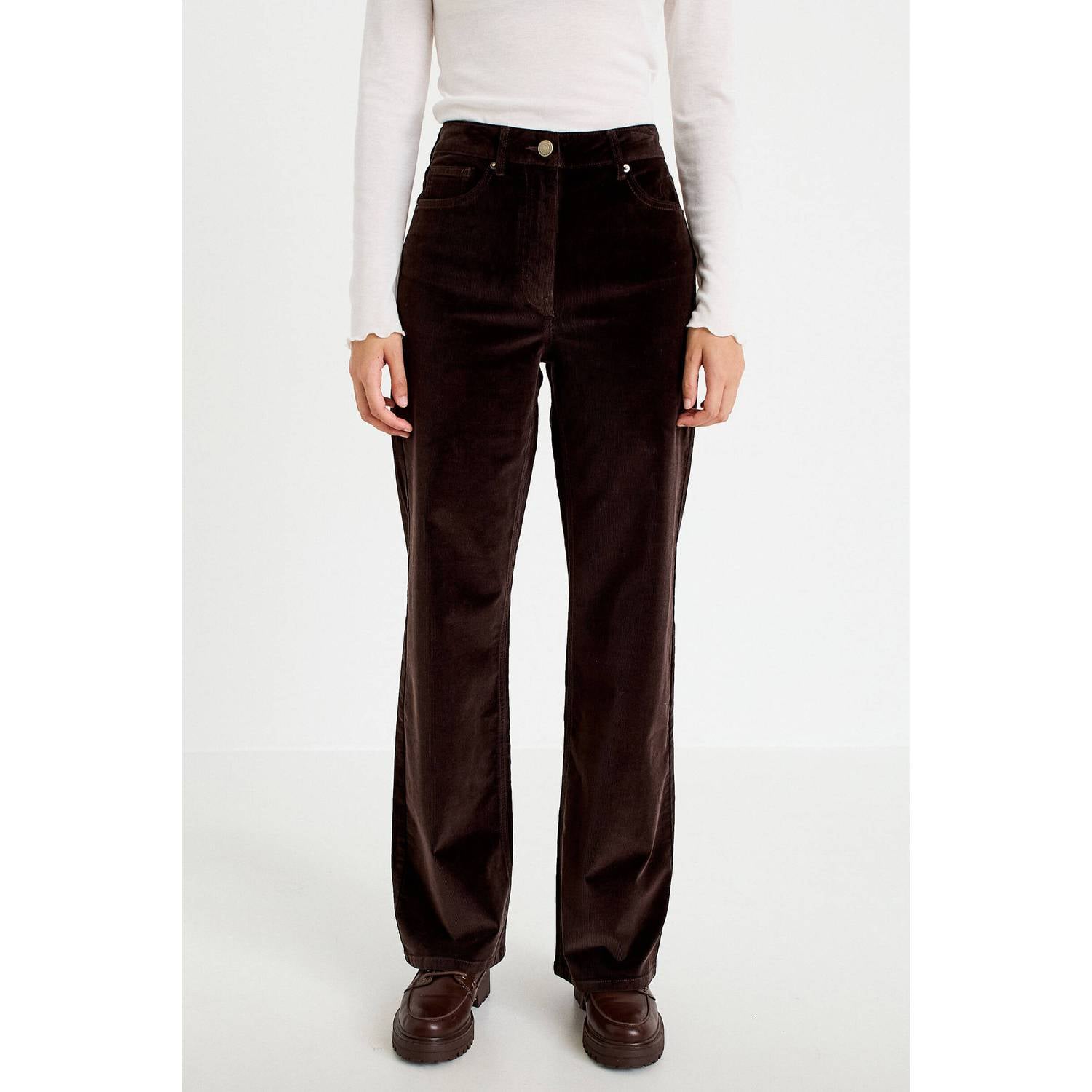 Cache fluwelen bootcut casual broek donkerbruin