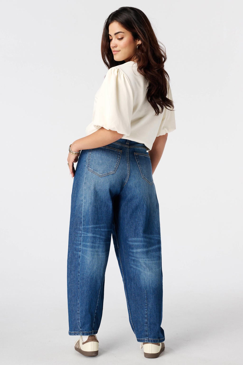 MS Mode Plus Size barrel jeans - donkerblauw