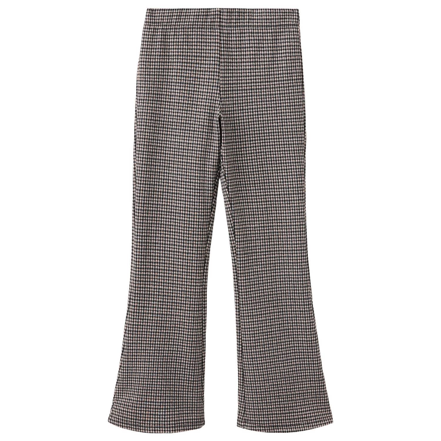 Mango Kids flared geruite legging beige zwart