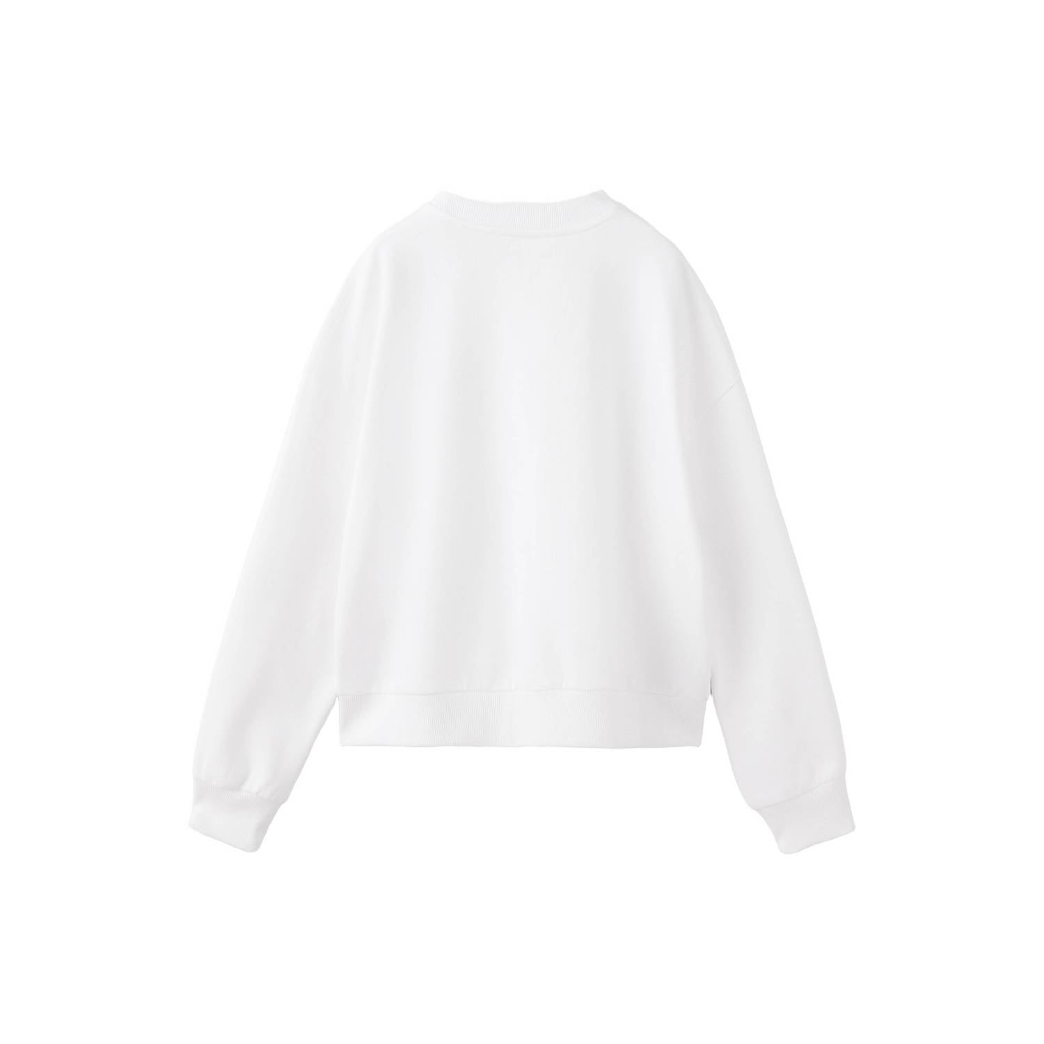 Mango Kids oversized sweater met borduursels naturel wit