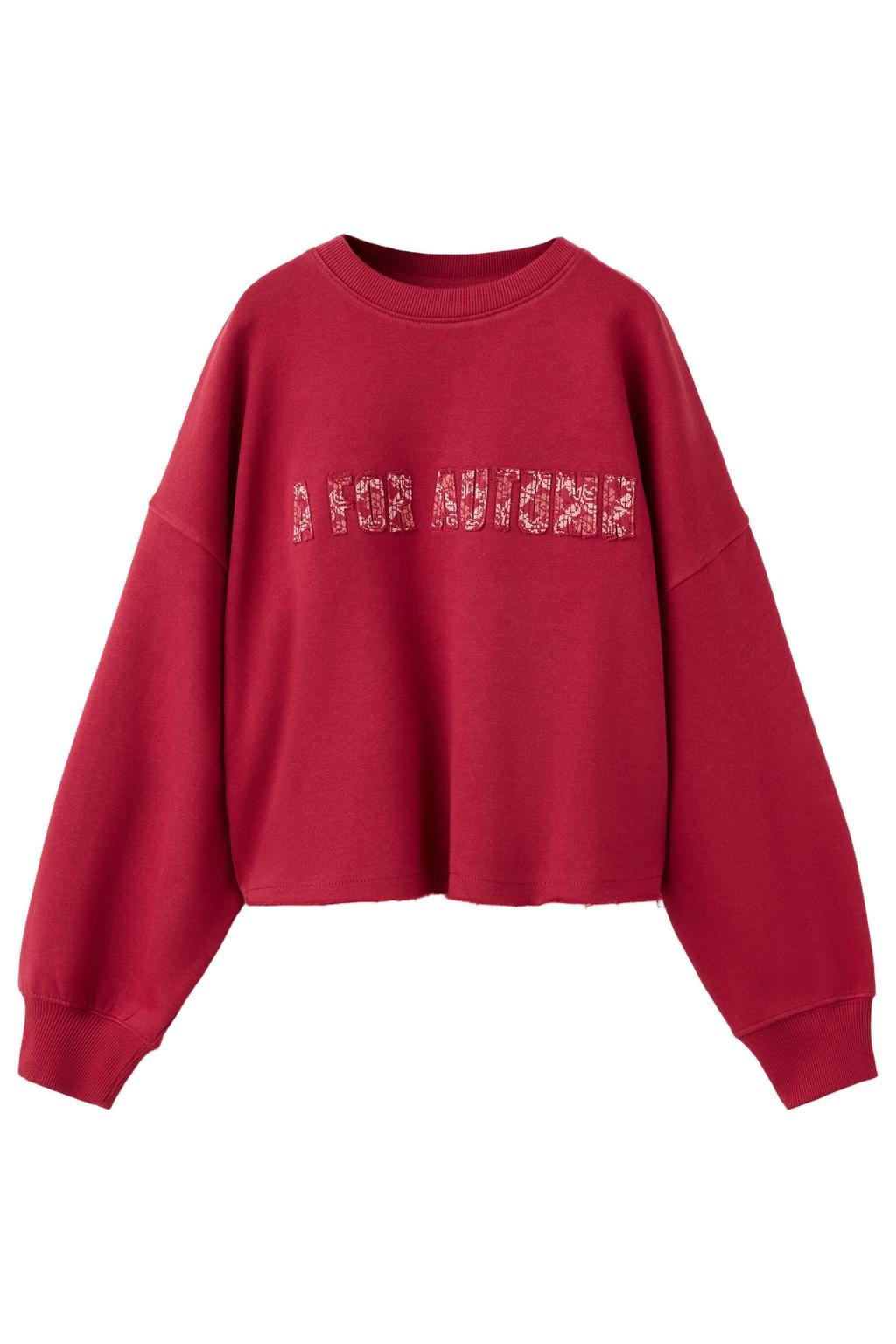 Mango Kids oversized sweater met tekst - rood