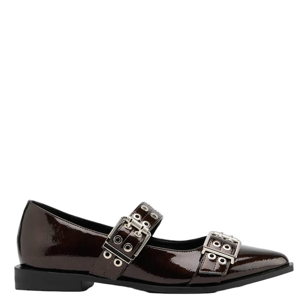 Bruine dames Graceland lakleren loafers - met gesp