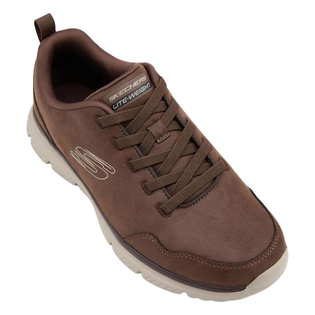 Bruine heren Skechers suèdelook sneakers met logo -
