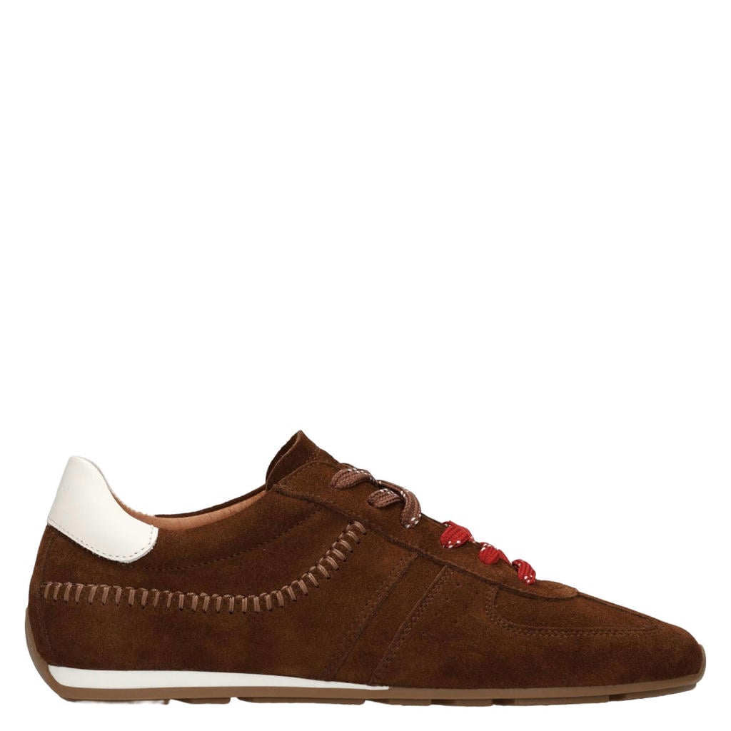 Bruine dames Manfield suède sneakers - met veters