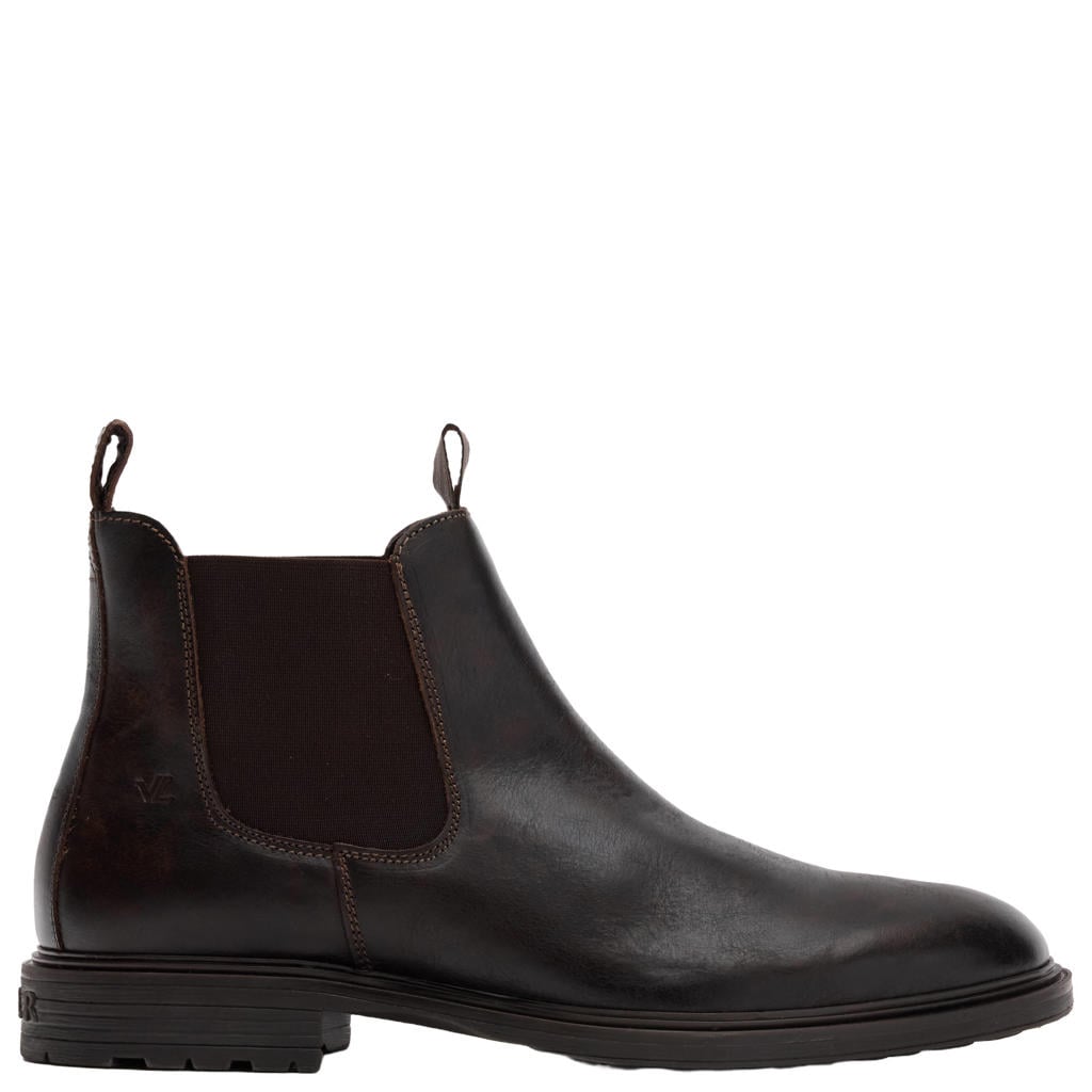 Zwarte heren Van Lier leren chelsea boots - met elastische inzet