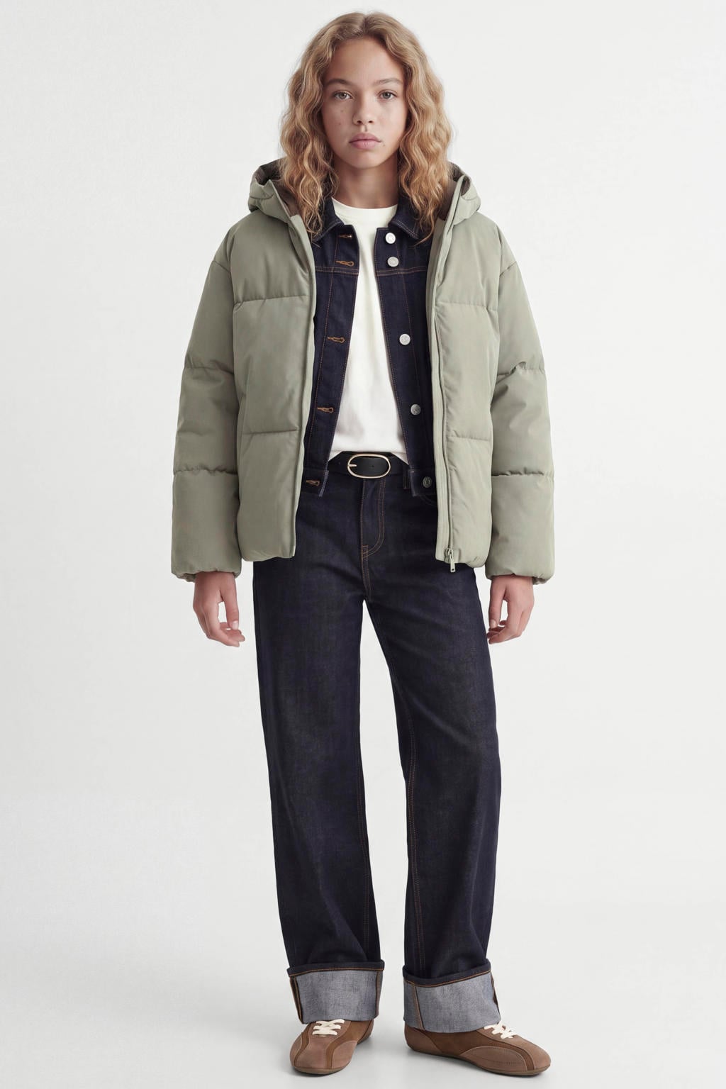 JJXX GIRL pufferjas - grijsgroen