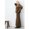 Grace & Mila gemêleerde maxi kokerrok met wol - bruin