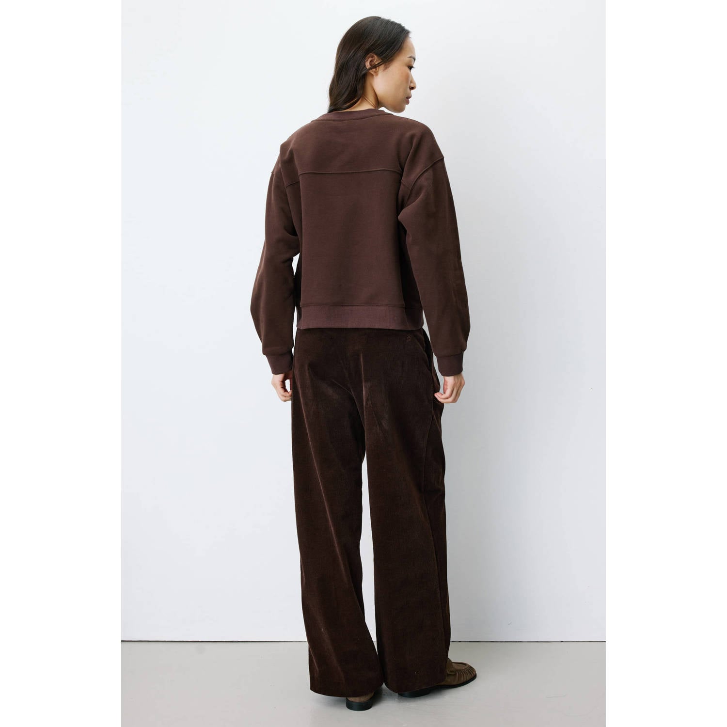 Grace & Mila sweater met tekst bruin rood