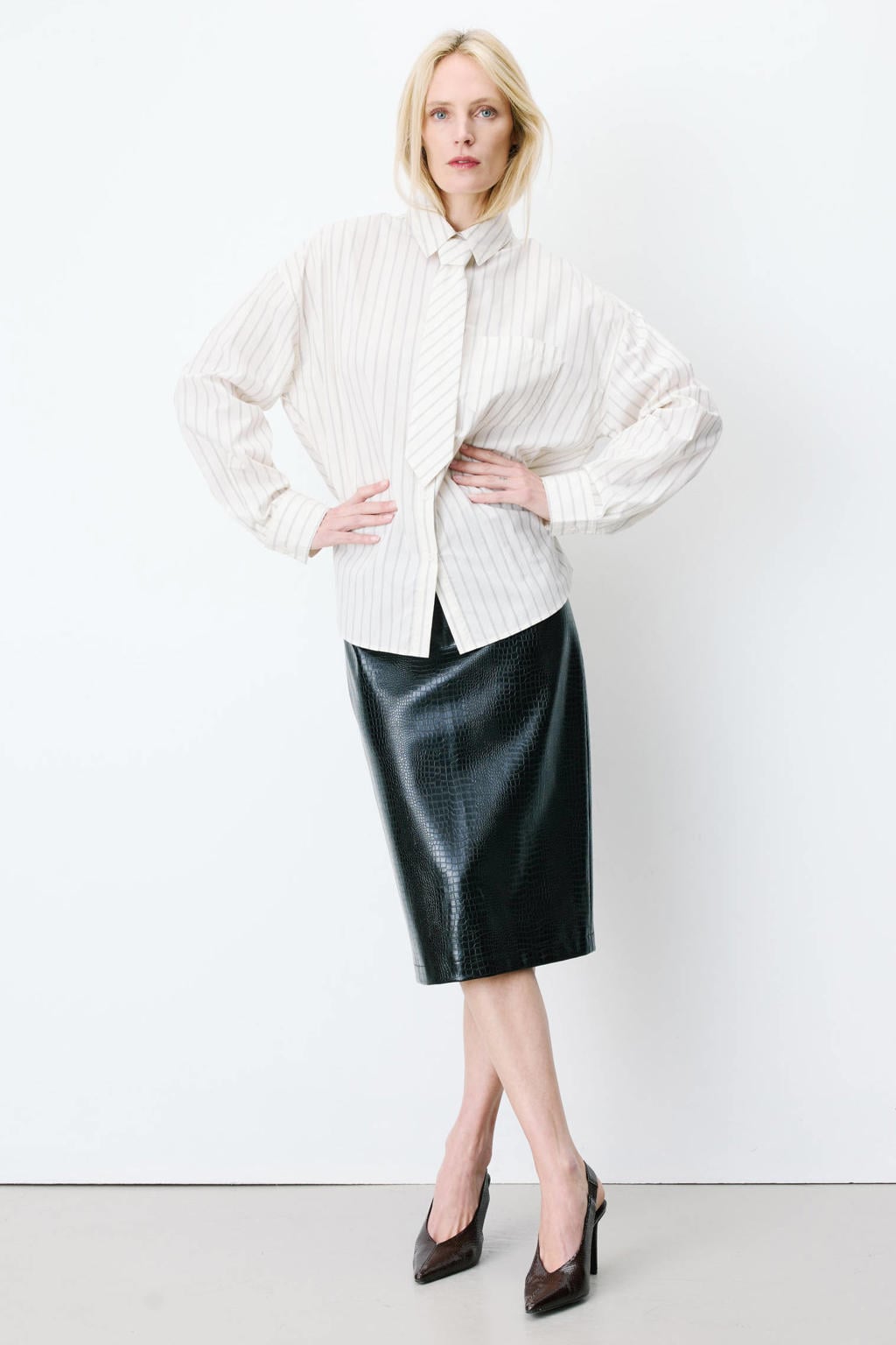 Grace & Mila blouse met krijtstreep - ecru