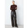Grace & Mila imitatieleren wide leg coated broek - bruin