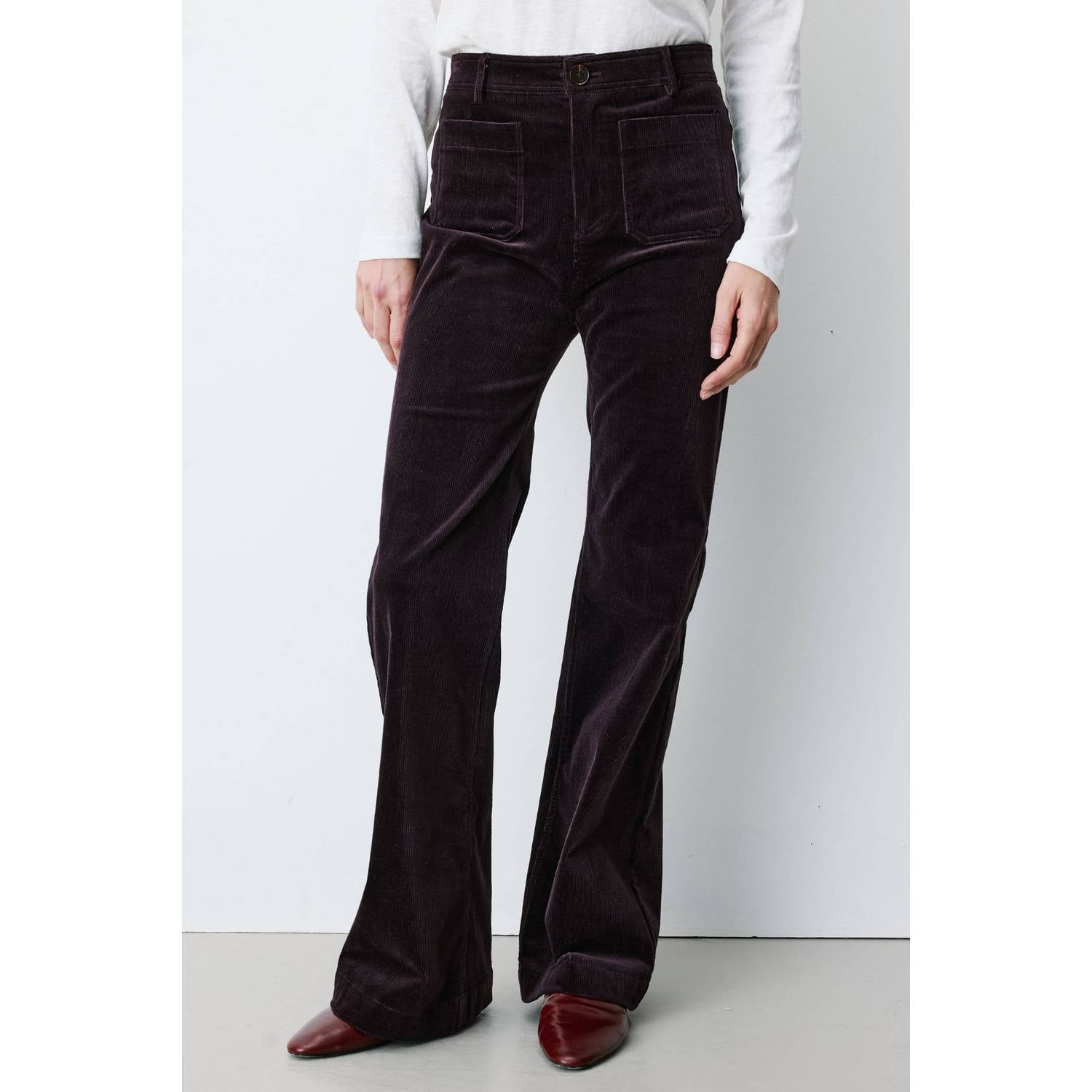 Grace & Mila corduroy flared broek aubergine