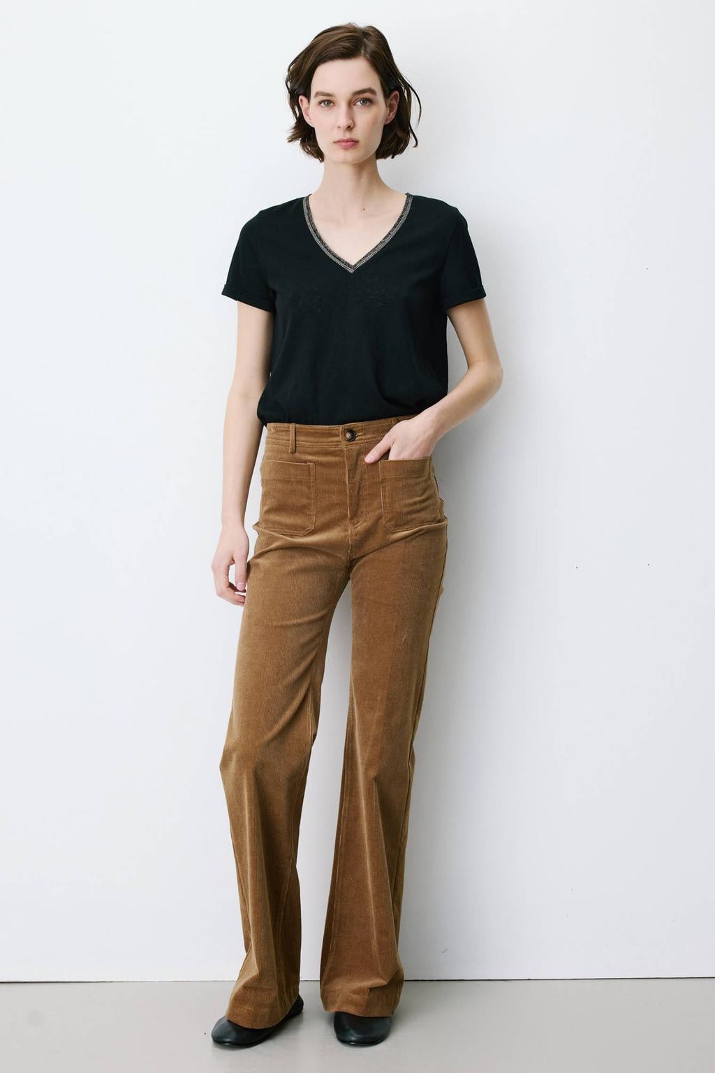 Grace & Mila corduroy flared broek - camel