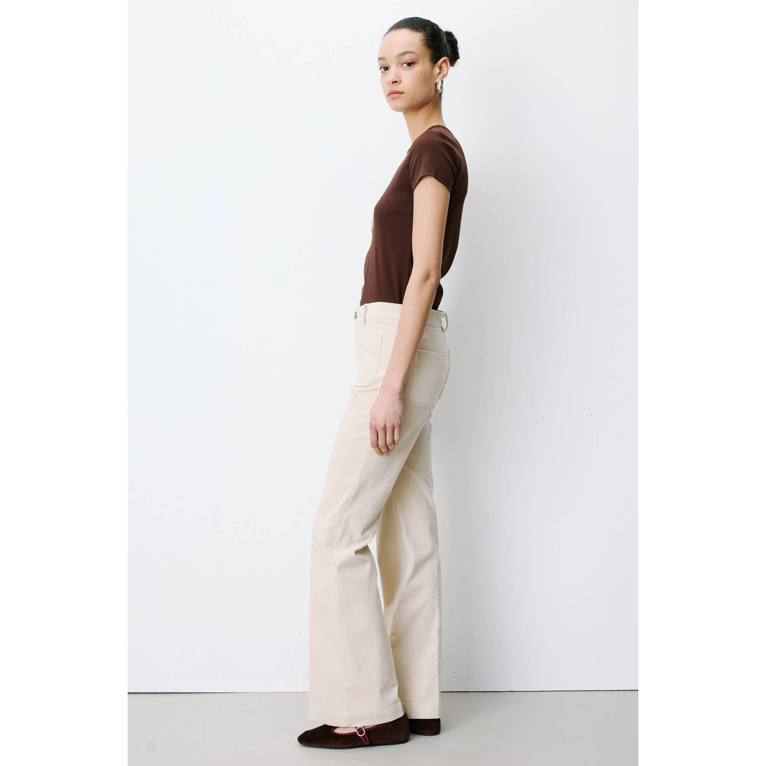 Grace & Mila corduroy flared broek ecru