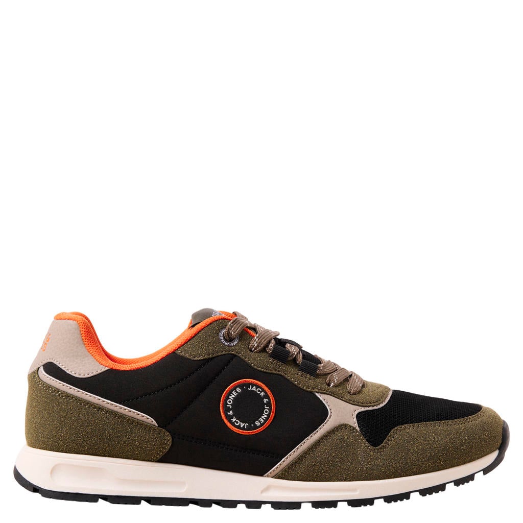 Olijfgroen en antraciete heren JACK & JONES Jfwcambridge Combo sneakers - van 100% polyester met veters