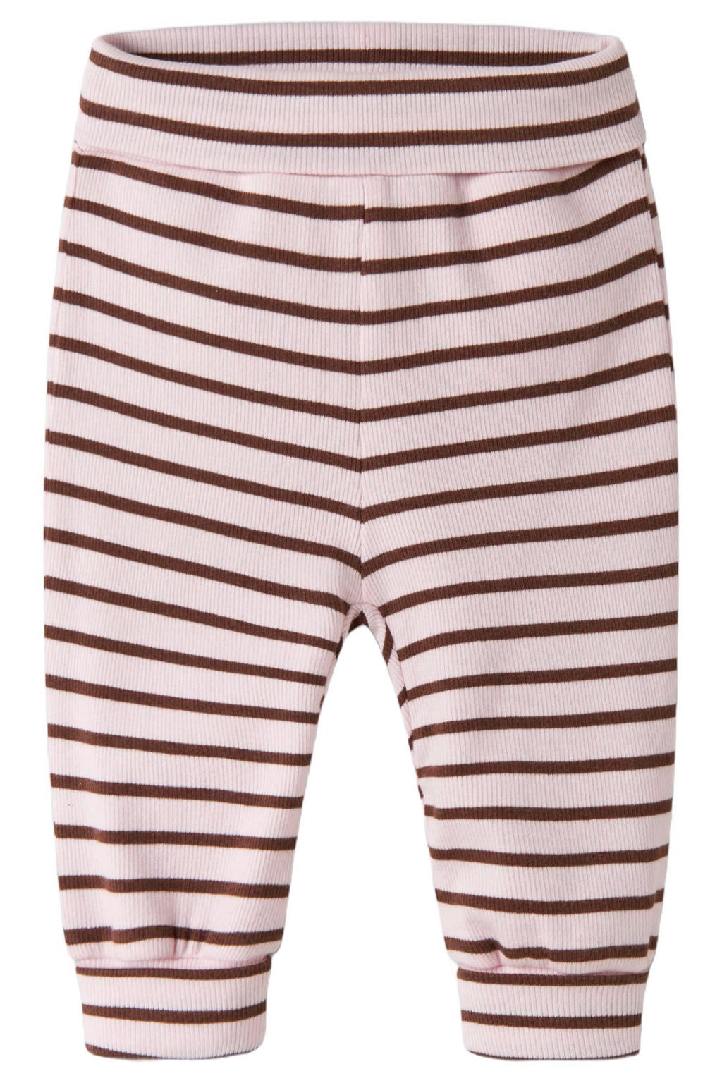 NAME IT BABY katoenen gestreepte babybroek - roze/bruin