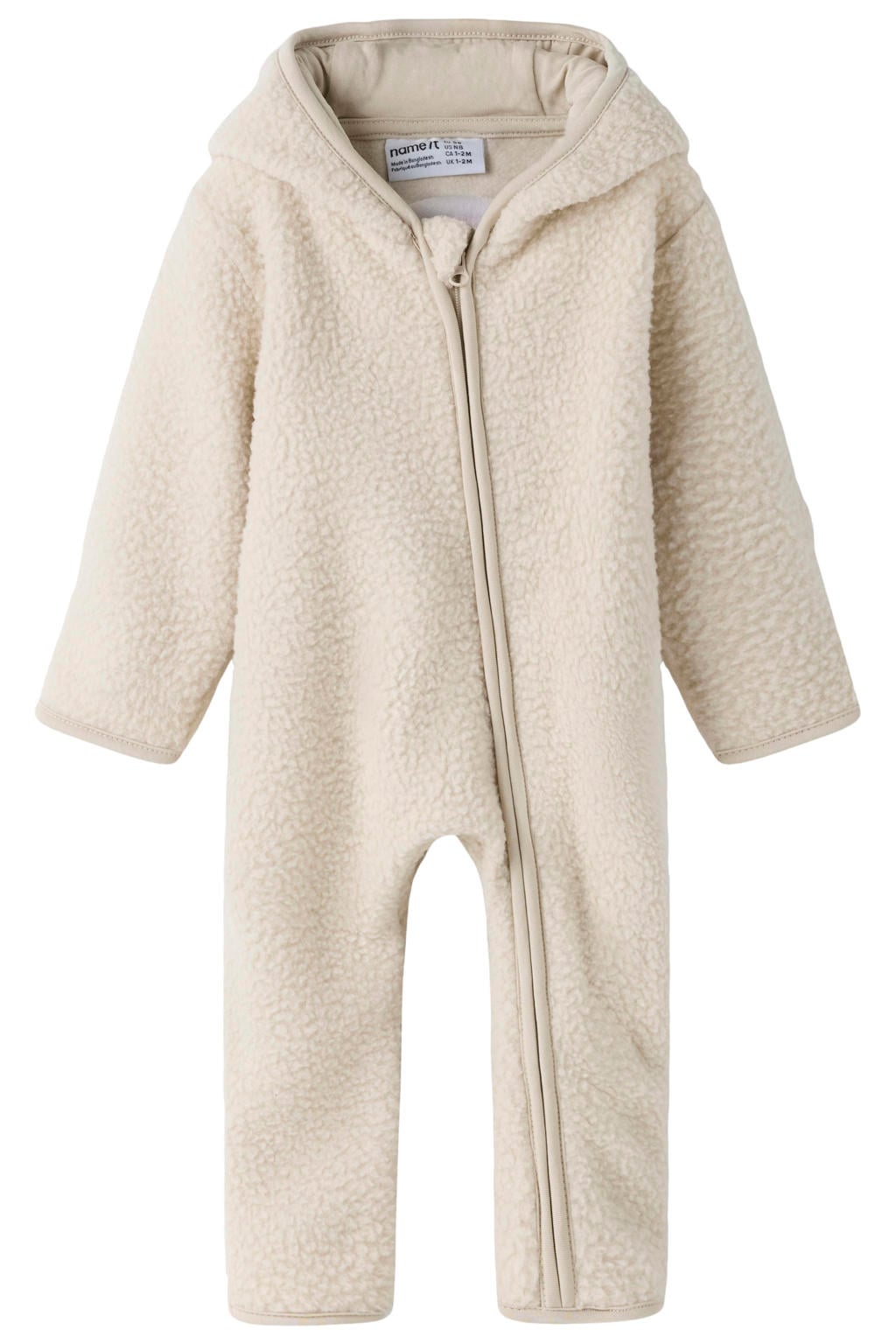 NAME IT BABY teddy jumpsuit met backprint - beige
