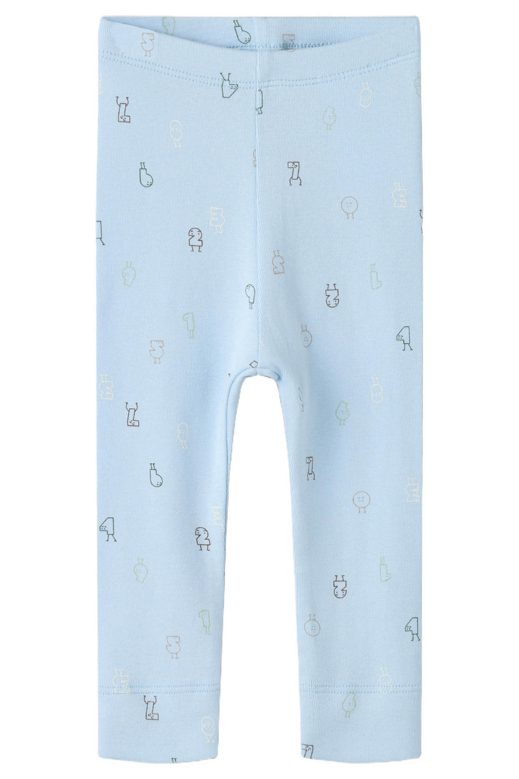 NAME IT BABY katoenen gebreide babybroek met print - lichtblauw