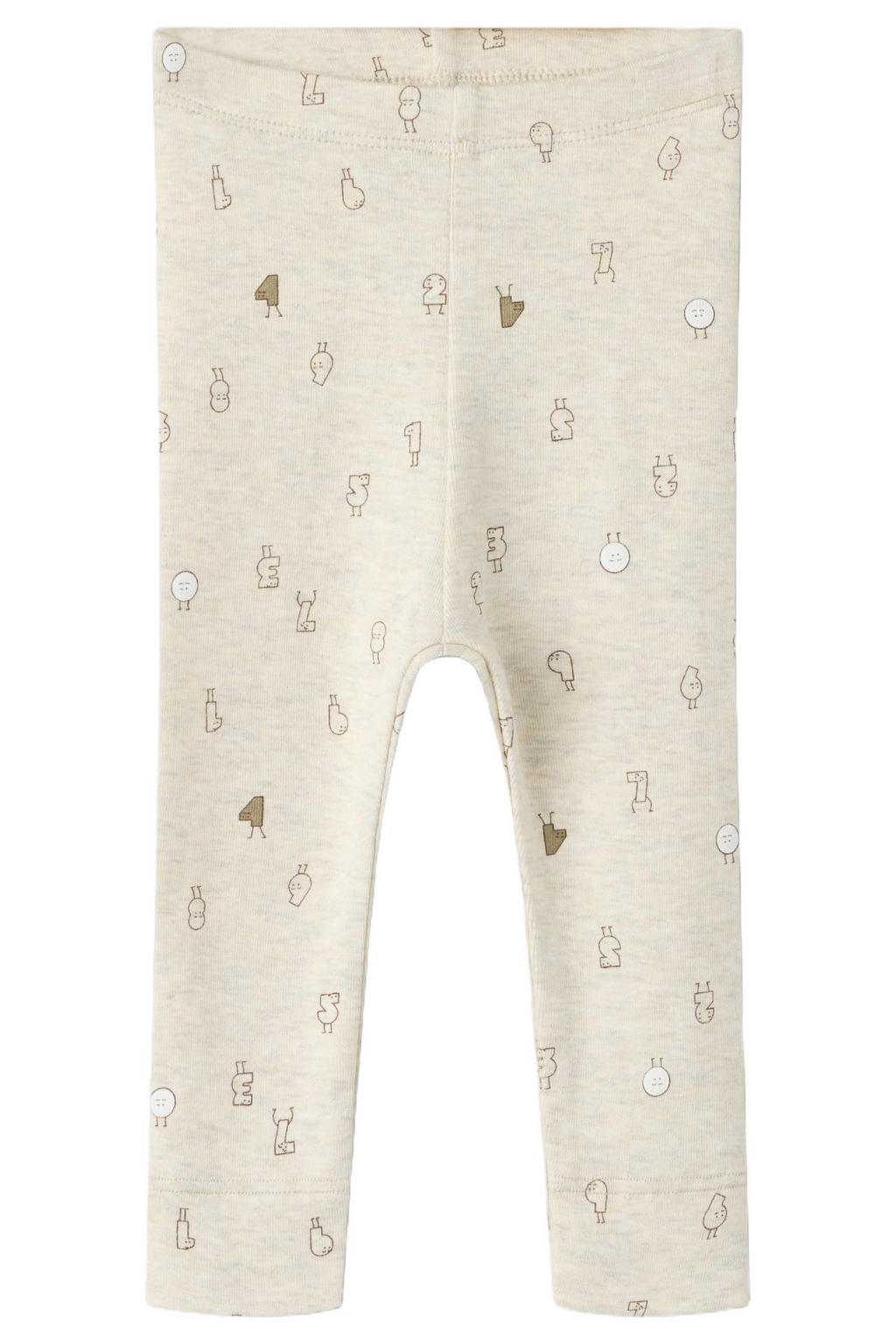 NAME IT BABY katoenen gebreide babybroek met print - zand