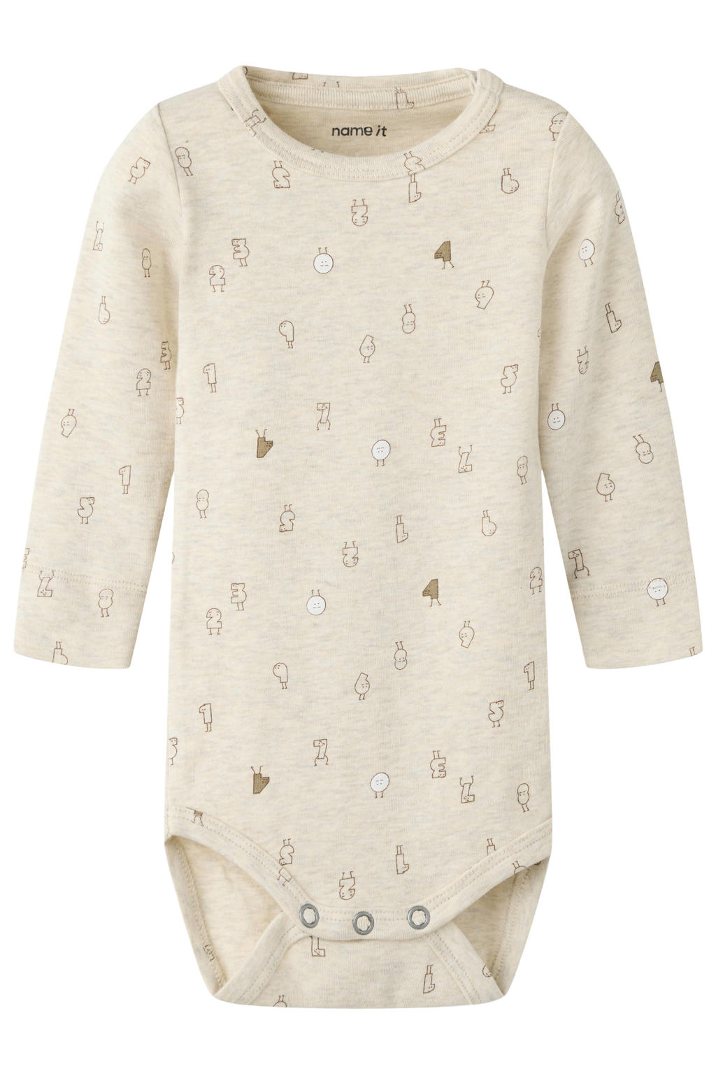 NAME IT BABY katoenen gebreide romper met print - zand