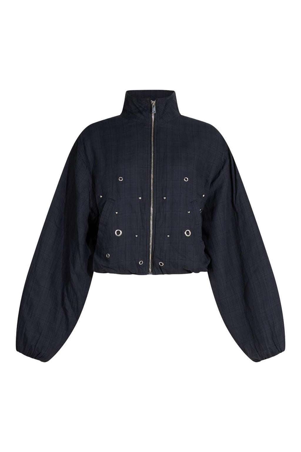 Shoeby katoenen geruit bomberjack met studs - donkerblauw